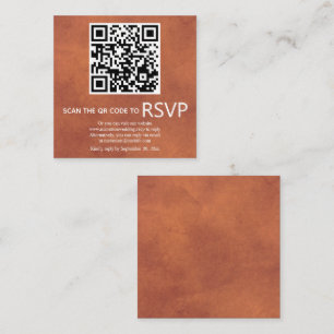 Carte D'accompagnement Code QR RSVP mariage en terre cuite tachée