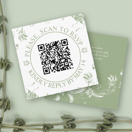 Carte D'accompagnement Code QR RSVP, mariage fleuri vert sauge