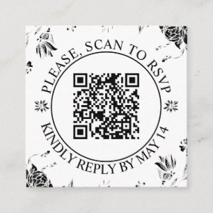 Carte D'accompagnement Code QR RSVP, mariage floral aux fleurs blanches n