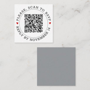 Carte D'accompagnement Code QR RSVP moderne gris des coeurs frontière mar