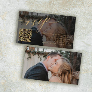 Carte D'accompagnement Code QR RSVP or script photo mariage site web