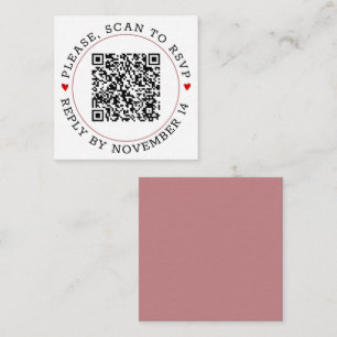 Carte D'accompagnement Code QR RSVP rose poussiéreux frontière et coeur m