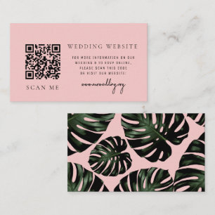 Carte D'accompagnement Code QR RSVP Site Web de Mariage Rose Tropical