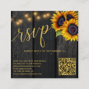 Carte D'accompagnement Code QR rustique tournesol budget mariage RSVP