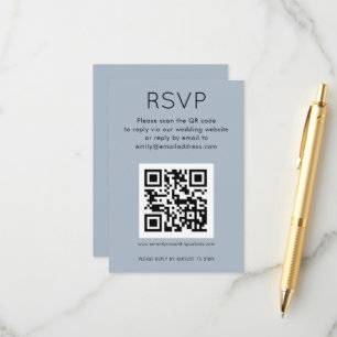 Carte D'accompagnement Code QR simple Dusty Blue Wedding RSVP