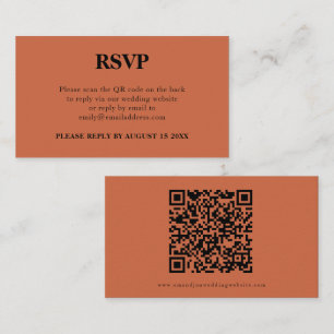 Carte D'accompagnement Code QR simple Mariage en terre cuite RSVP