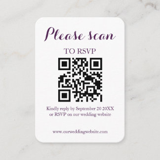 Carte D'accompagnement Code QR simple moderne et Mariage RSVP