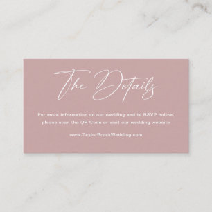 Carte D'accompagnement Code QR simple pour un site web de mariage rose po