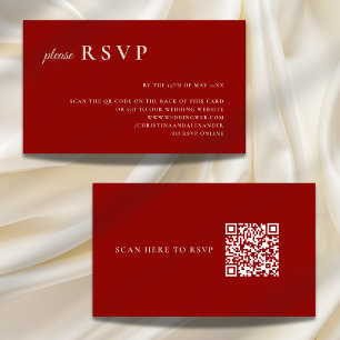Carte D'accompagnement Code QR simple rouge rubis blanc pour réponse de m