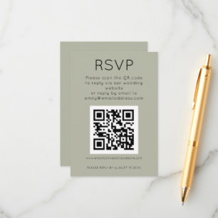 Carte D'accompagnement Code QR simple Soft Sage Wedding RSVP