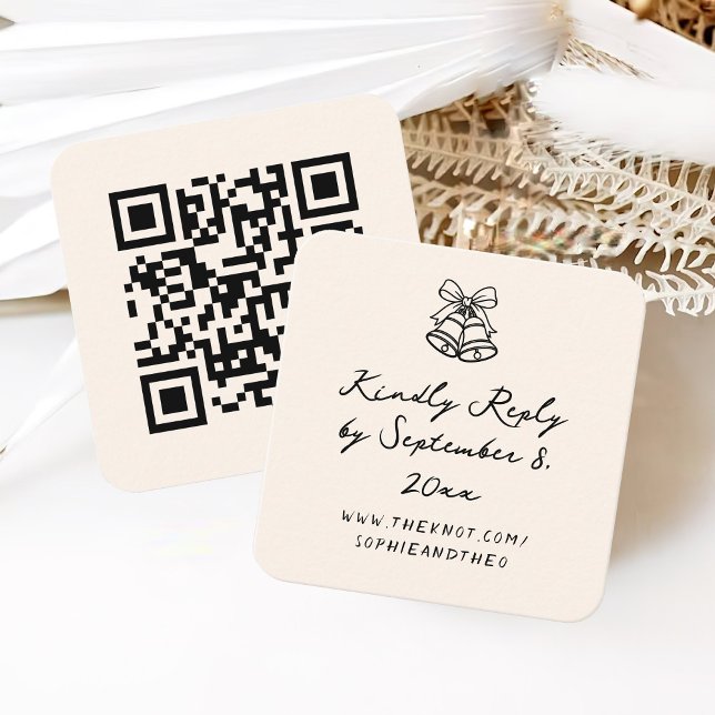 Carte D'accompagnement Code RSVP Qr. de mariage irrégulier tiré à la main (Créateur téléchargé)