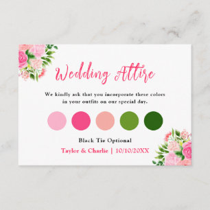 Carte D'accompagnement Code vestimentaire Fleurs roses roses mariage