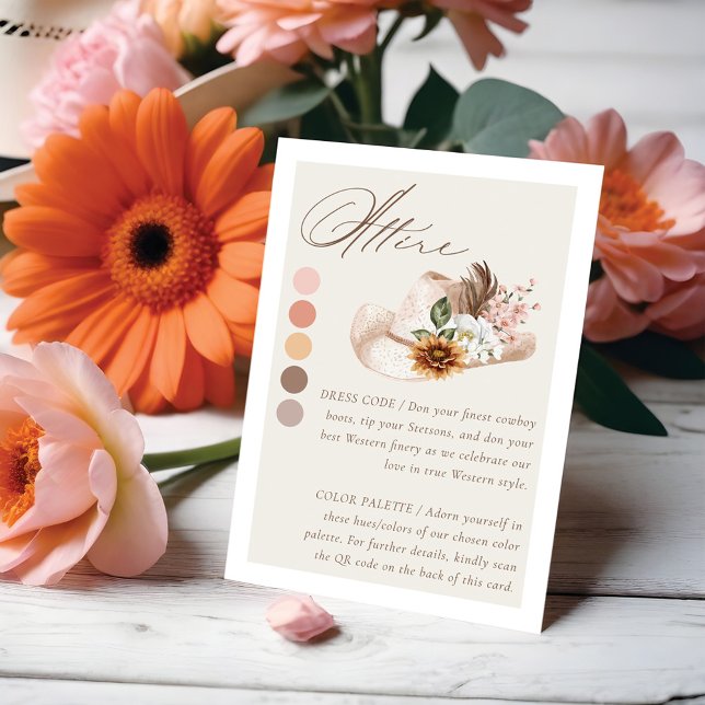 Carte D'accompagnement Code vestimentaire Floral Boho Western Casquette M (Attire Dress Code Floral Boho Western Hat Wedding Enclosure Card)
