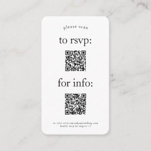Carte D'accompagnement Codes QR simple 2 RSVP et Mariage d'information
