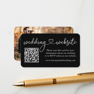Carte D'accompagnement Cœur de calligraphie Photo QR Site Web de Mariage