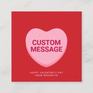 Carte D'accompagnement Coeur de conversation de message personnalisé roug