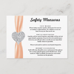 Carte D'accompagnement Cœur de Diamant Ruban Orange Mesures de Sécurité