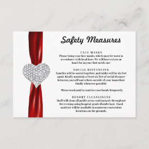 Carte D'accompagnement Cœur de Diamant Ruban Rouge Mesures de Sécurité