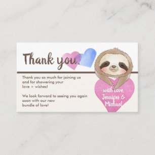 Carte D'accompagnement Coeur mignon bébé Sloth Merci
