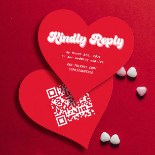 Carte D'accompagnement Coeur Rouge et rose Valentines Mariage RSVP do-it-