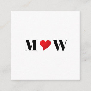 Carte D'accompagnement Coeur rouge mignon personnalisées couple monogramm