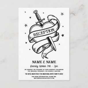 Carte D'accompagnement Coeurs Réception Mariage Couteau Tatouage traditio