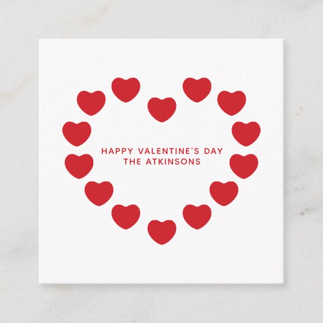 Carte D'accompagnement Coeurs rouges mignons coutume moderne Saint Valent (Devant)