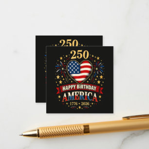 Carte D'accompagnement Cœurs Usa 1776 2026 4 Juillet