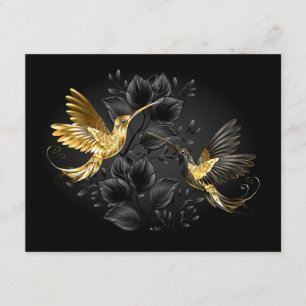 Carte D'accompagnement Colibri noir et or