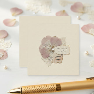 Carte D'accompagnement Collage floral élégant & Ukiyoe