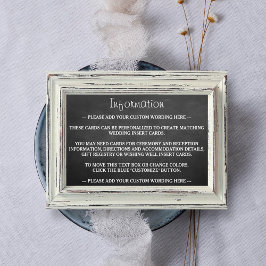 Carte D'accompagnement Collection de mariage Rustic White Frame & Chalkbo