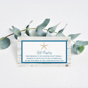 Carte D'accompagnement Collection de mariage Starfish sur une plage de bo
