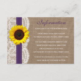 Carte D'accompagnement Collection de Mariages de tournesol rustique - vio