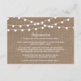 Carte D'accompagnement Collection de Mariages Rustic Burlap