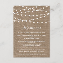 Carte D'accompagnement Collection de Mariages Rustic Burlap