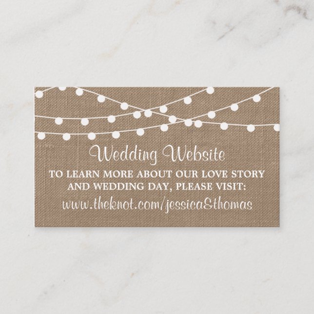 Carte D'accompagnement Collection de Mariages Rustic Burlap (Devant)