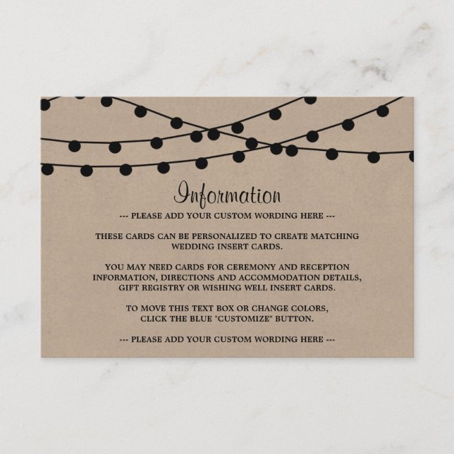 Carte D'accompagnement Collection de Mariages Rustic Kraft (Devant)