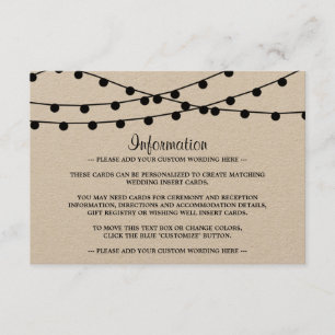 Carte D'accompagnement Collection de Mariages Rustic Kraft