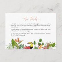 Colorful Tropical Floral Wedding Details Card