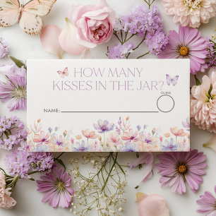 Carte D'accompagnement Combien de baisers Floral Butterfly Bridal Shower 