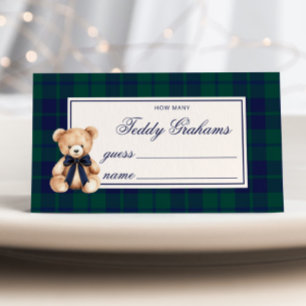 Carte D'accompagnement Combien de teddy grahams Teddy Bear carreaux rouge