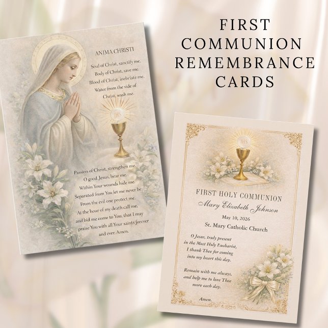 Carte D'accompagnement Communion Blessed Mary  Remembrance Holy Card (Créateur téléchargé)