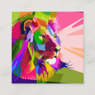 Carte D'accompagnement Conception d'art pop prismatique coloré de lion