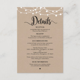 Carte D'accompagnement Conception Rustic Farm String Lights, détails Mari