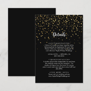 Carte D'accompagnement Confetti d'or   Détails du Mariage noir