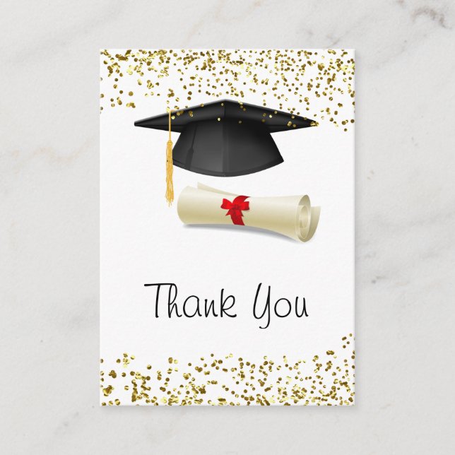 Carte D'accompagnement Confetti d'or, mortier, diplôme Diplôme (Devant)
