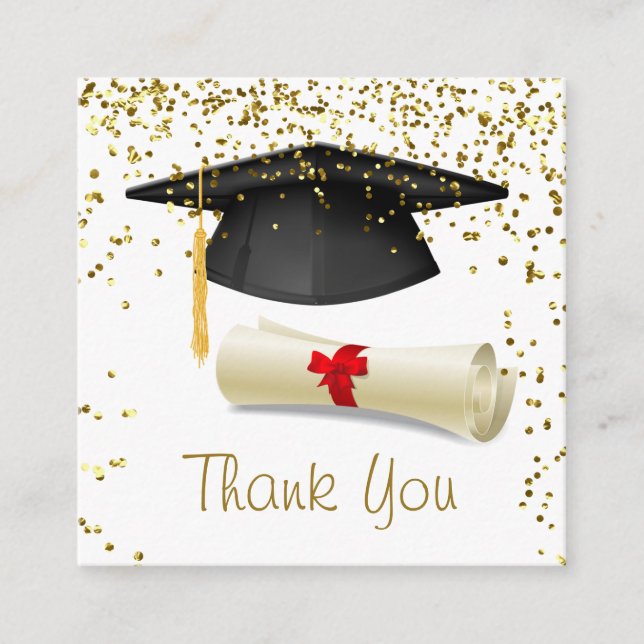 Carte D'accompagnement Confetti d'or, mortier, diplôme Diplôme (Devant)
