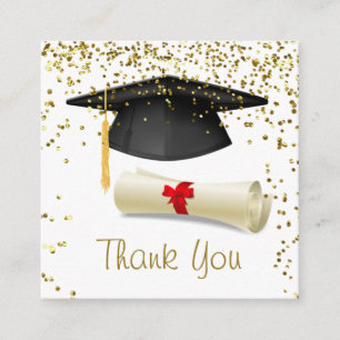 Carte D'accompagnement Confettis d'or, mortier, obtention du diplôme de