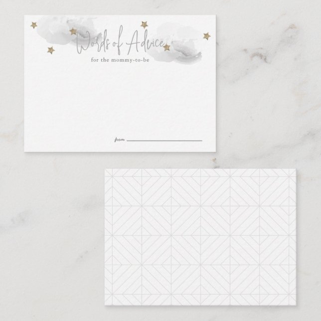 Carte D'accompagnement Conseil Baby shower gris Cloud 9 (Devant / Derrière)