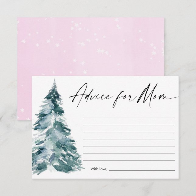 Carte D'accompagnement Conseil pour le baby shower des arbres de Noël pou (Devant / Derrière)